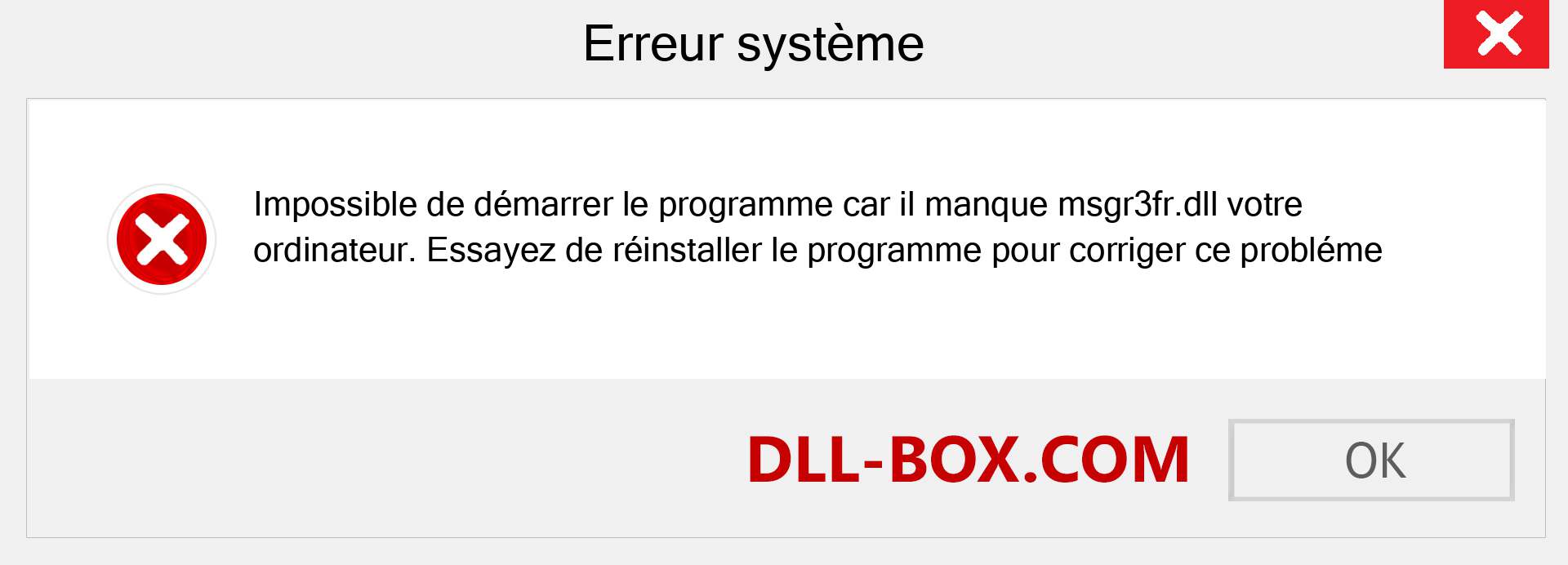 Le fichier msgr3fr.dll est manquant ?. Télécharger pour Windows 7, 8, 10 - Correction de l'erreur manquante msgr3fr dll sur Windows, photos, images