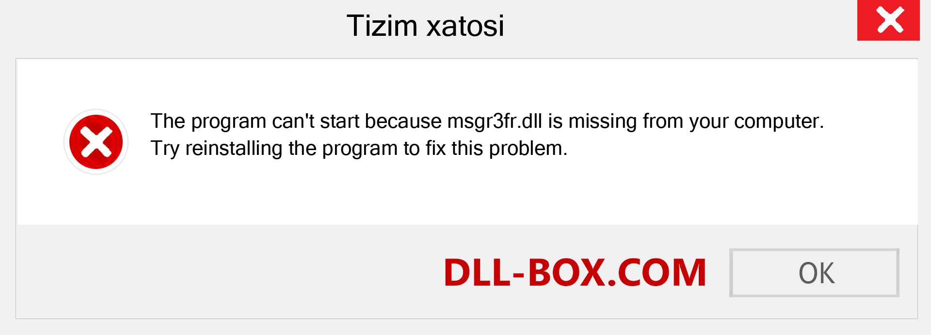 msgr3fr.dll fayli yo'qolganmi?. Windows 7, 8, 10 uchun yuklab olish - Windowsda msgr3fr dll etishmayotgan xatoni tuzating, rasmlar, rasmlar